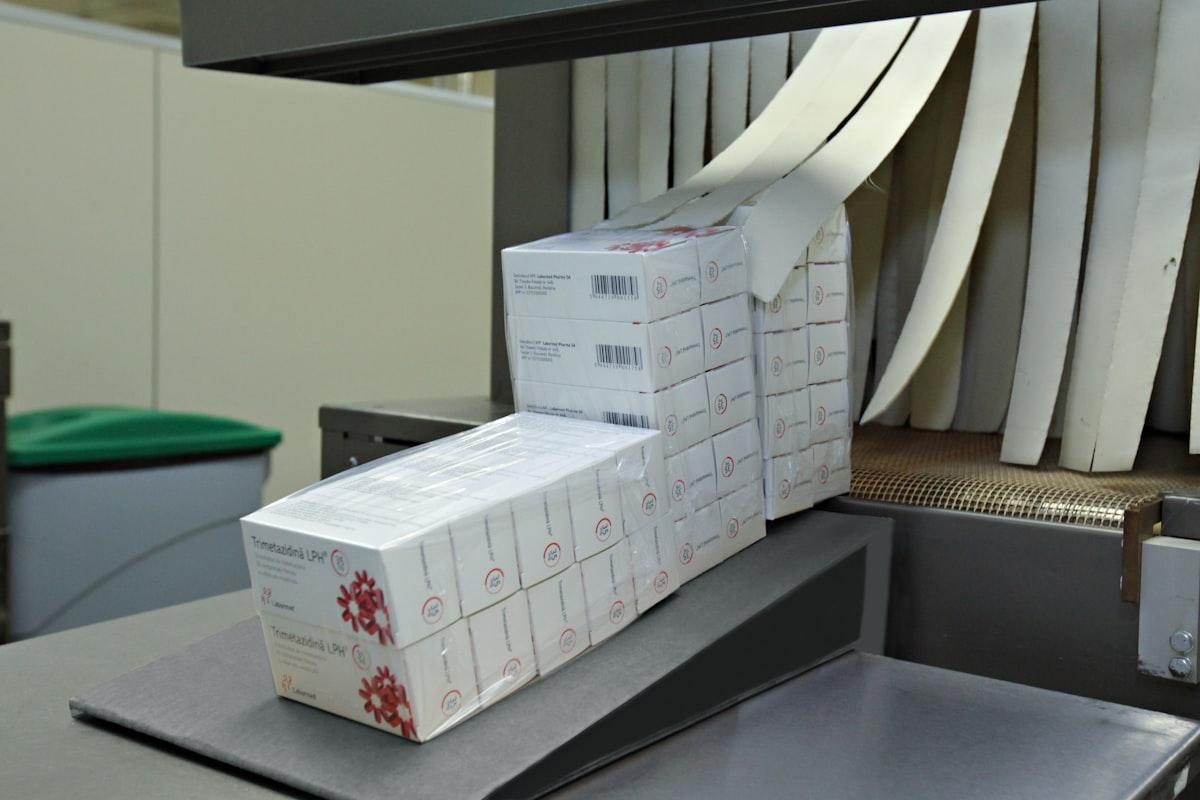 Packaged consumer goods on a production line
