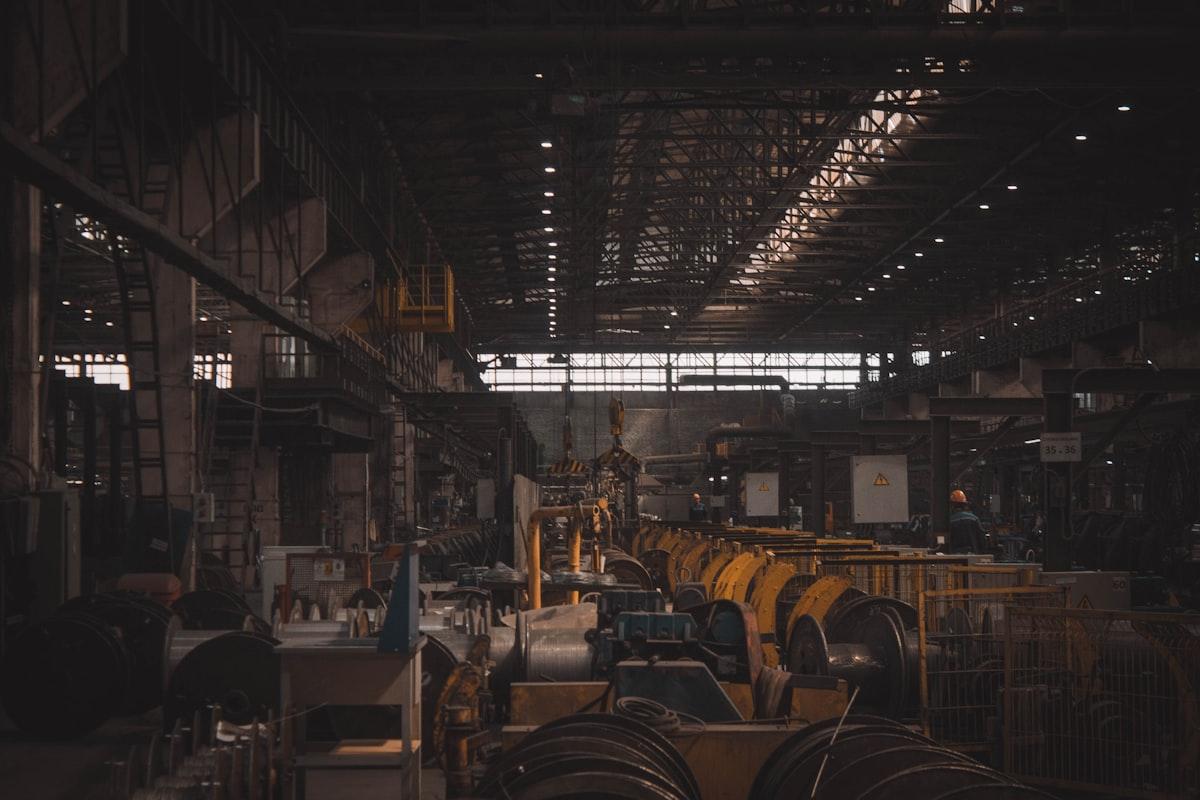 Industrial machinery inside a factory hall